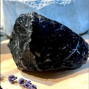 Raw freeform black obsidian